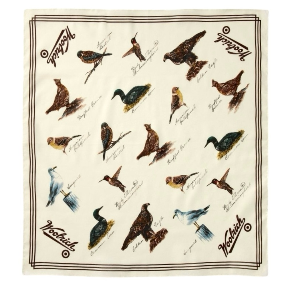 Woolrich Bird Motif Cotton Bandana Scarf